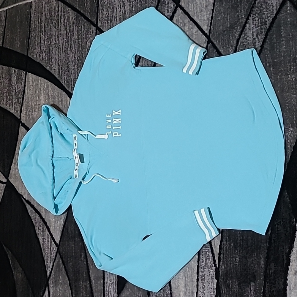 VS PINK 2014 Campus Logo Drawstring Pull-over Hoodie Shirt
